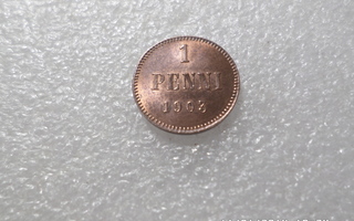 1 penni  1903   kulkematon   hieno,  Iso kolmonen