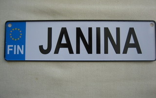 PELTINEN REKISTERIKILPI "JANINA" **UUSI**