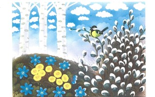 Salli Parikka: Keväiset koivut, pajut, sinivuokot, leskenleh