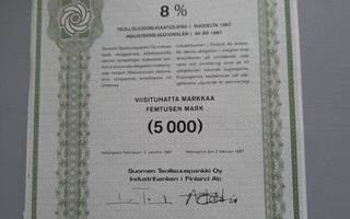 obligaatio Suomen Teollisuuspankki oy b 5000/ 8% -87