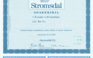 1989 Stromsdal Oy spec Juankoski pörssi osakekirja