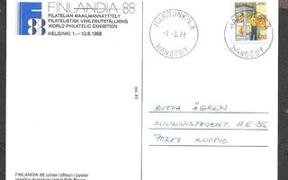 Postilähetys - Alen. 1988 (LAPE 1036v) Hangonkylä 3.6.1988