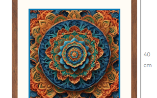 Uusi Mandala taulu 40 cm x 40 cm kehyksineen