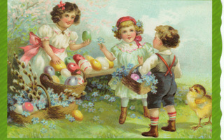 Kolme lasta ja pääsiäismunat (kohopainettu)