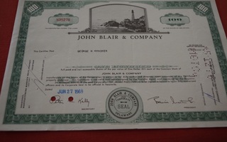 Osakekirja Yhdysvallat John Blair & Company 1969
