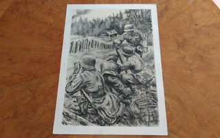 Jatkosota Kranaatinheitin Sotapiirros Lindeberg 1942