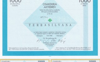 1988 Terrasilvana Oy spec, Helsinki pörssi osakekirja