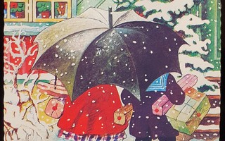 Jenny Nyström - Lapset pakettien kanssa sateenvarjon alla