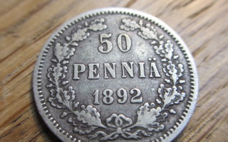Hoperaha 50 penniä 1892 kl 5 ?