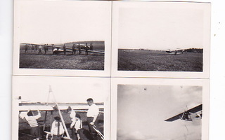 4 VANHAA Valokuvaa Lentokoneet Liitokone 1920-l 3,5 x 4,5 cm