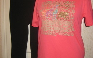 Pinkki paita+joustohousut L (XLNT/Impuls)=puna-musta-ale