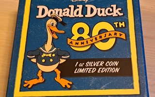 Aku Ankka - Donald Duck 80-vuotisraha Hopea Silver 99,9%