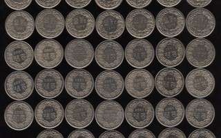 Sveitsi 2 francs ja 5 francs erä 68 erilaista alkaen 1968