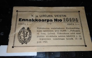 Salo Salon Viesti Ennakkoarpa 1923 PK400/1