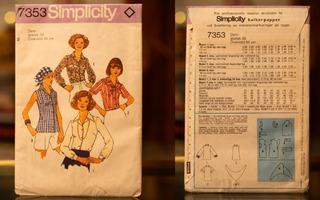 Simplicity 7353 koko 36 Valmiskaavapussi - Huivi Pusero S XS