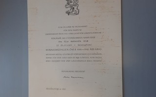 Jatkosodan muistomitalin myöntökirja, RUOTSIKIELINEN