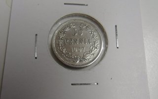 50 penniä   1907  hopeaa  Rahakehyksessä   Kl 7-8