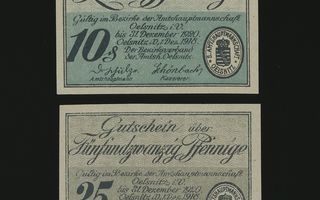 Saksa Notgeld 10, 25 Pfg, Oelsnitz 1918