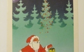 Ylermi.92 •" Joulupukki & Tonttu lyhdyn valossa" postikortti