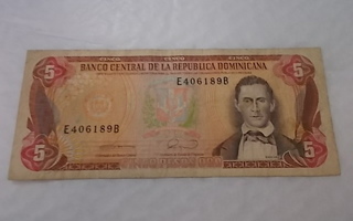 cinco pesos oro  srj.nro: E406189B