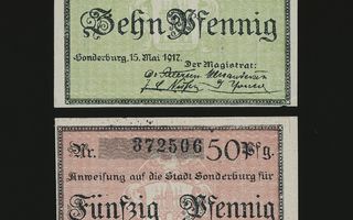 Saksa Notgeld 10, 50 Pfg, Sonderburg 15.5.1917