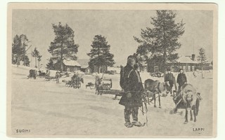 Vanha postikortti: Pororaito Enontekiöllä