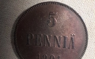 5 penniä 1901