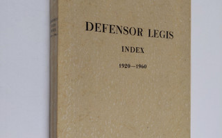 Marjatta (toim.) Seppälä : Defensor legis index 1920-1960
