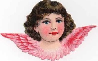 PZB 31890 / Pinkkisiipinen tummahiuksinen enkeli. 1940-l.