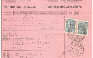 1911 20p 2 kpl postiennakkokirje