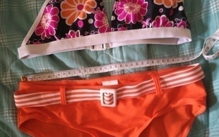 Art -Bikinit oranssit kukka raita + Finn wear-alaosa 170 cm