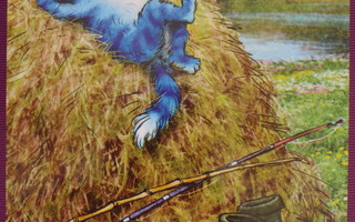 Irina Zeniuk sininen kissa lepää heinäkasassa