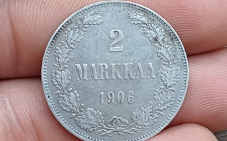 2 Markkaa 1906 hopeaa.