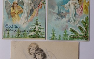3 kpl Vanhoja enkelikortteja