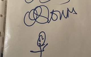 Ozzy Osbournen piirtämä kuva ja nimikirjoitus paperilla