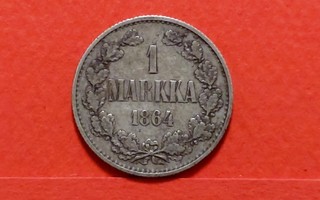 1 markka 1864, harvinainen. Ihan ok kunto. (KD18)