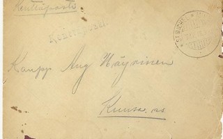 1918 kp-kirje Mikkelistä 7.4. Kuusaan