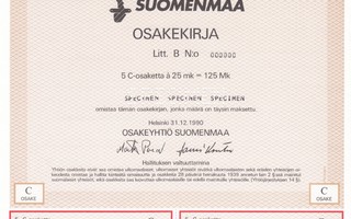 1990 Suomenmaa Oy spec, Helsinki osakekirja