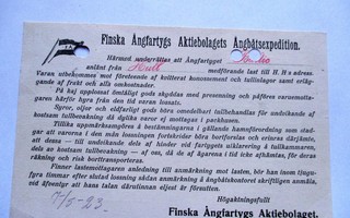 FÅA ilmoituskortti s/s Baltic - 1923
