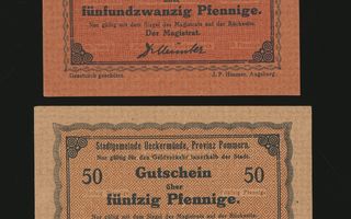 Saksa Notgeld 25, 50 Pfennig, Ueckermünde