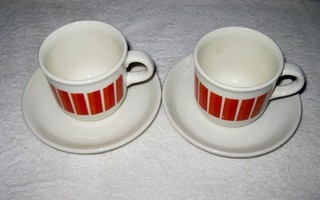 Pystyraita koristeiset kahvikupit Tsekkoslovakia