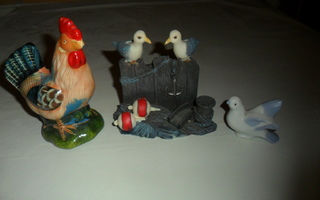 Kolme lintuaiheista  koriste esinettä