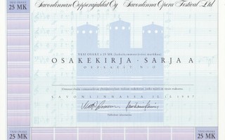 1987 Savonlinnan Oopperajuhlat Oy spec, Savonlinna