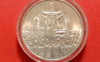 Puola 1 oz 999 hopea raha 1990, harvoin myynnissä. (KD16)