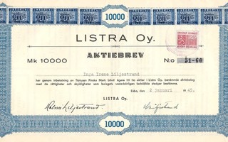 1945 Listra Oy, Espoo osakekirja