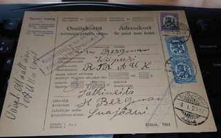 Suojärvi - Viipuri RTR AUK M-17 Osoitekortti 1929 PK900/5