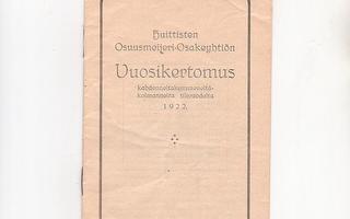 Huittinen, Osuusmeijeri, vuosikertomus 1922.