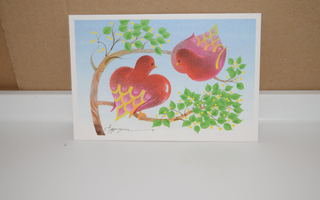 postikortti  (T)  omppu omenamäki linnut
