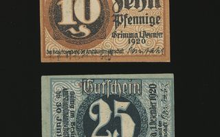 Saksa Notgeld 10, 25 Pfg, Grimma 1920