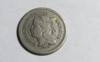 USA Nickel Three Cent 1866